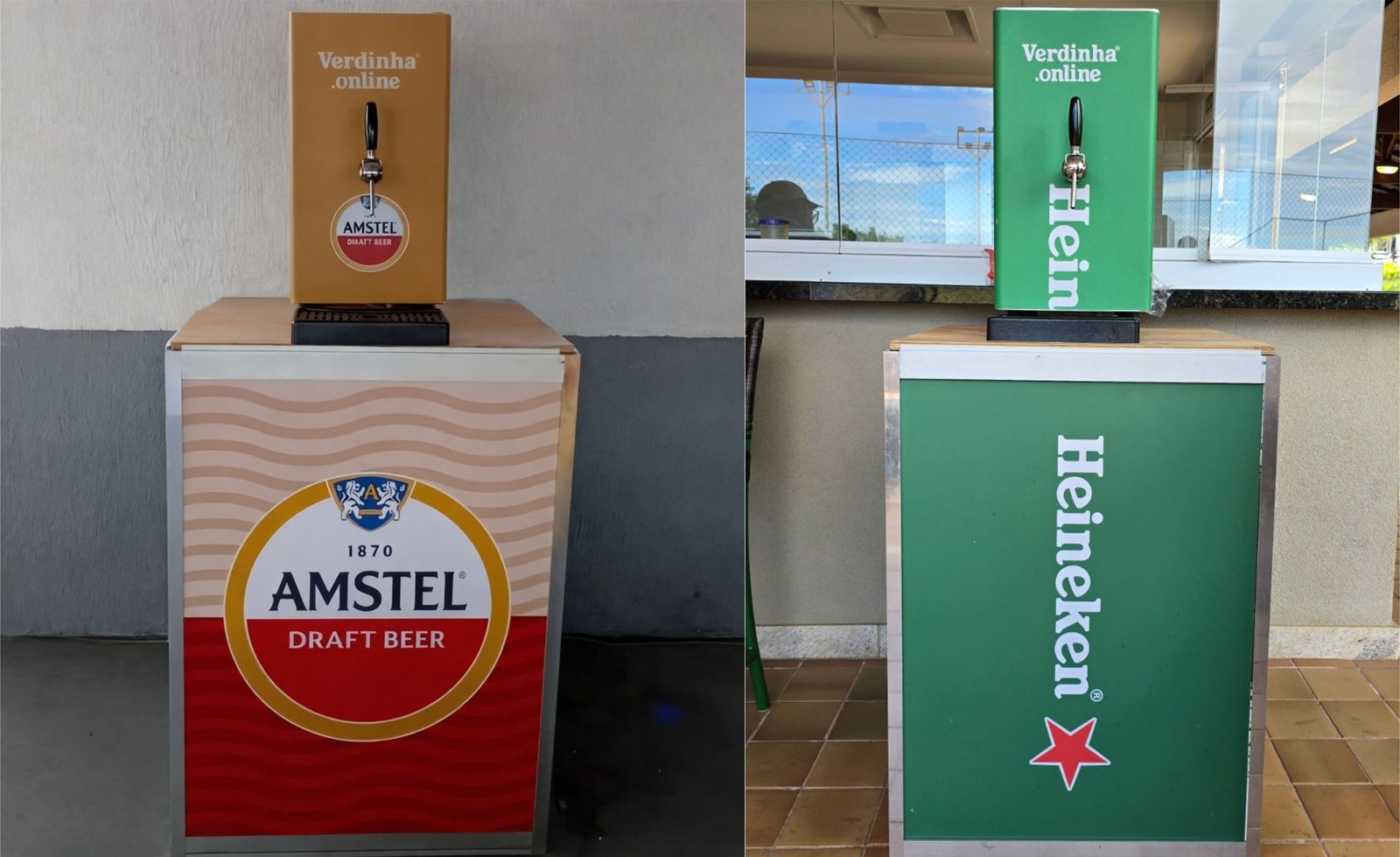 Bancadas com chopeira Amstel e Heineken da Verdinha